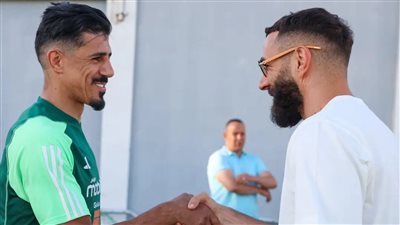 كريم بنزيما يؤازر منتخب الجزائر أمام غينيا بملعب نيلسون مانديلا 