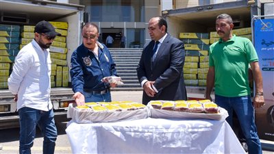 محافظ الإسكندرية يتفقد قافلة بنك الطعام المصري لدعم أهالي بشاير الخير