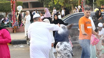 ألعاب نارية وبخاخ الثلج، احتفالات المصريين بعد انتهاء صلاة عيد الأضحى بالمساجد (فيديو صور)