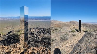 متلألئ وبراق، اكتشاف عمود غامض في صحراء لاس فيجاس يحيّر الشرطة الأمريكية