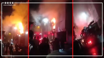 لحظة نشوب حريق بمحلات اكسسوارات المحمول بمحطة الرمل في الإسكندرية (فيديو)