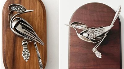 مستخدما أدوات المائدة، فنان يشكل منحوتات فنية رائعة