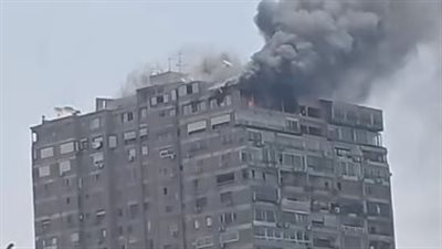 حريق فى برج سكنى بمنطقة الزمالك ( صور)