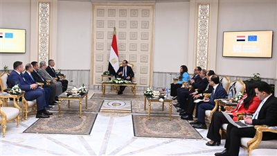 رئيس الوزراء يلتقي مسئولى شركة 