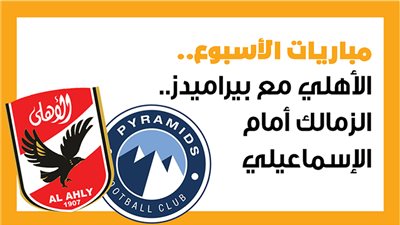  مباريات الأسبوع، الأهلي مع بيراميدز.. الزمالك أمام الإسماعيلي (إنفوجراف)