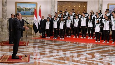  السيسي يستقبل اللاعبين والمدربين الحاصلين على ميداليات ذهبية ببطولة الألعاب الأفريقية