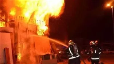 اندلاع حريق داخل مخزن للمواد الغذائية بالقليوبية