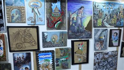 بـ 20 لوحة فنية، جناح الأزهر بمعرض الإسكندرية الدولي للكتاب يرصد جرائم الكيان المحتل