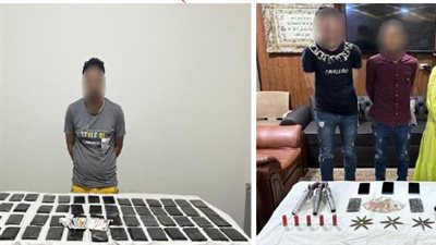 ضبط 7 عناصر إجرامية بحوزتهم مخدرات وأسلحة فى قنا والجيزة والدقهلية