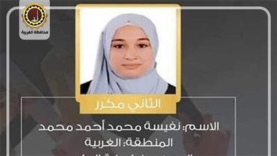 الثانوية الأزهرية، محافظ الغربية يهنئ الطالبة نفيسة محمد الثانية علي الجمهورية