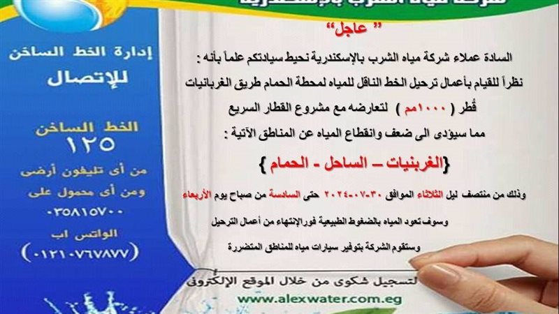 قطع مياه الشرب بالإسكندرية،