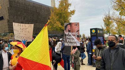 إثيوبيون يتظاهرون في واشنطن ضد حكومة آبي أحمد