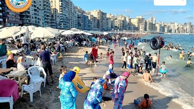 رفع الرايات الصفراء والخضراء على شواطئ الإسكندرية 