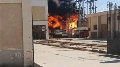 أول صور لحريق كهرباء محطة إيتاي البارود قبل السيطرة عليها