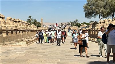 رواج سياحي في معابد الكرنك بالأقصر وسط ارتفاع حرارة الجو (فيديو وصور)