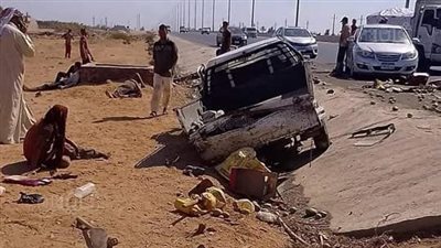 إصابة 13 شخصا في حادث تصادم بطريق الإسماعيلية الصحراوي (صور) 