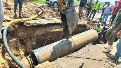 كسر بخط المياه الرئيسي بالعاشر من رمضان