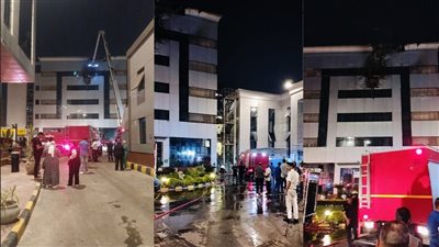 وصل للطابق الأخير، 8 صور ترصد حريق مستشفى شهير بمصر الجديدة
