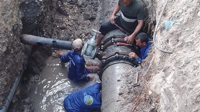 مياه الفيوم تنتهي من إصلاح خط ناقل بقطر 500 مليمتر وإعادة الخدمة 