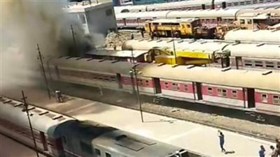 نشوب حريق في قطار بالقرب من محطة مصر  