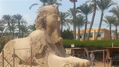 بدء أعمال ترميم تمثال أبو الهول بالحديقة المتحفية بمنطقة آثار ميت رهينة