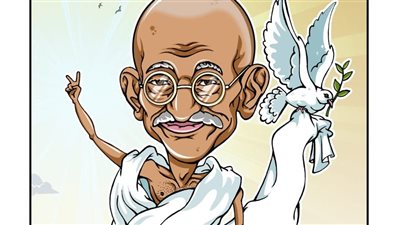 افتتاح معرض كاريكاتير عن غاندي بالمركز الثقافى الهندى