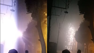 بسبب ماس كهربائي، حريق بعمود إنارة في الهرم والمطافي تحاول السيطرة (صور)