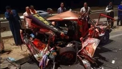 كلهم من قرية واحدة، أول صور لضحايا حادث انقلاب سيارة ربع نقل بالطريق الإقليمي بالشرقية