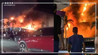 10 سيارات إطفاء سيطرت عليه، اللحظات الأولى لحريق كافيه بالتجمع الخامس (فيديو وصور)