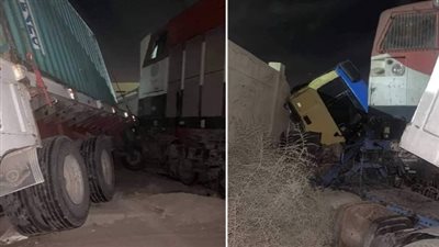 الكشف عن أسباب تصادم قطار بضائع بسيارة نقل بمزلقان ميناء دمياط (صور)