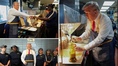 من داخل مطبخ ماكدونالدز، ترامب يسخر من هاريس بـ