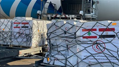 بناء على توجيهات الرئيس، وصول شحنة مساعدات مصرية ثالثة إلى لبنان 