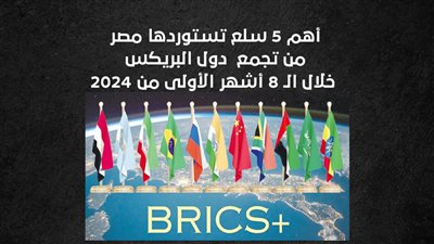 أهم 5 سلع تستوردها مصر من تجمع دول البريكس خلال الـ 8 أشهر الأولى من 2024 (إنفوجراف)
