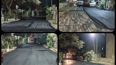 رصف شوارع ناصر الثورة والجابري بالعمرانية في الجيزة |صور