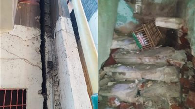 إخلاء عقار الشرابية المنهار جزئيا من السكان | صور