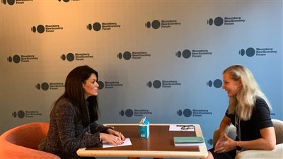 وزيرة التعاون الدولي تلتقي المدير التنفيذي لمركز بولسون للأبحاث وصناعة القرار بمنتدى بلومبرج