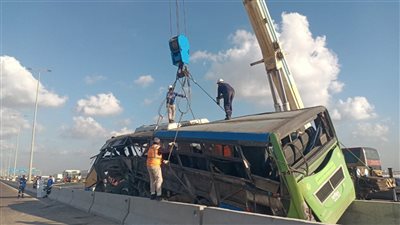 مصرع سائق أتوبيس حادث الطريق الدولى فى الإسكندرية متأثرا بإصابته 