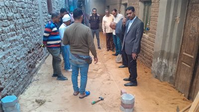 استكمال تركيب بلاط الإنترلوك بالحارات الجانبية بديروط في أسيوط 