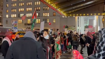 قبل اجتماعه مع بايدن، مظاهرات أمام مقر إقامة الرئيس الإسرائيلي في نيويورك (فيديو)