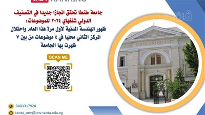 جامعة طنطا تحقق إنجازًا جديدًا في تصنيف عالمي 