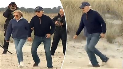 بايدن يتعرض لموقف محرج على رمال شاطئ ديلاوير (فيديو)