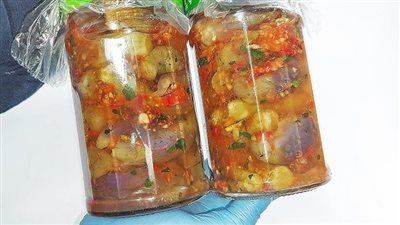 طريقة عمل الباذنجان المخلل، في برطمان بدون قلي أو سلق