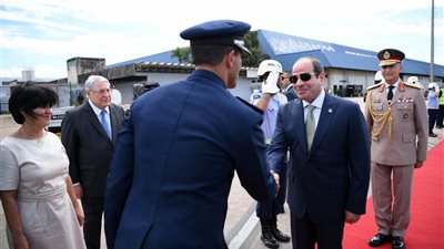 لحظة وصول السيسي البرازيل للمشاركة في فعاليات قمة مجموعة العشرين