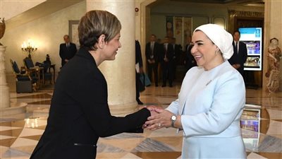 تفاصيل استقبال انتصار السيسي لقرينة رئيس كولومبيا (صور)