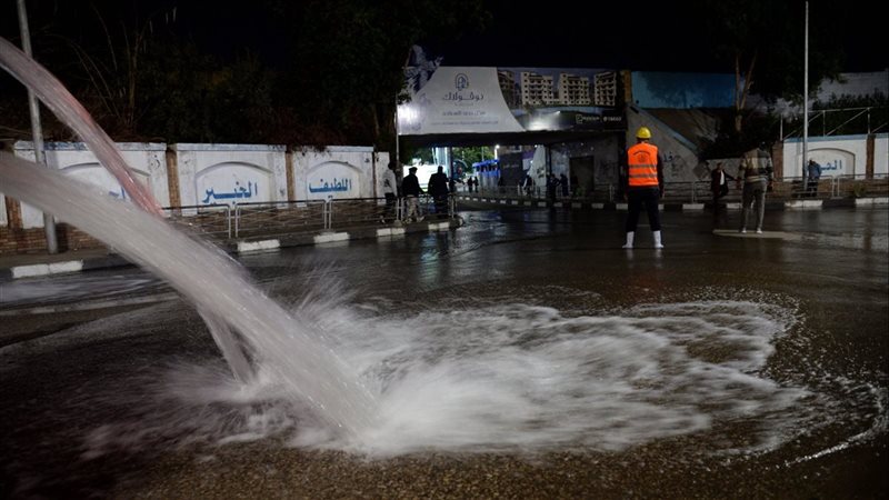 تجربة صرف مياه الأمطار،