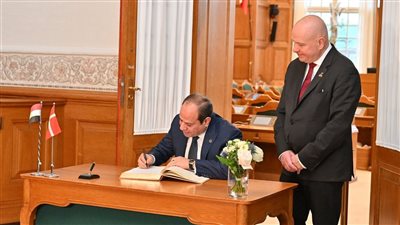 6 صور ترصد تفاصيل لقاء السيسي ورئيس البرلمان الدنماركي