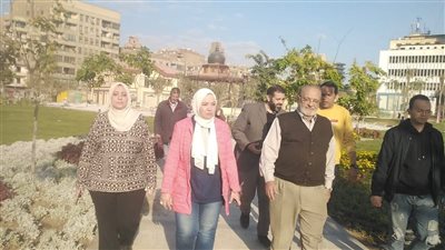 رئيس جهاز مثلث ماسبيرو تتابع أعمال تطوير حديقة الأزبكية