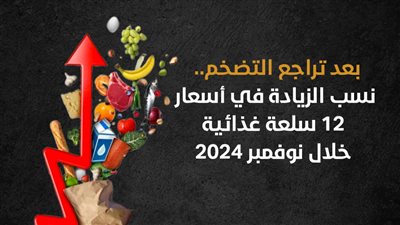 بعد تراجع التضخم.. نسب الزيادة في أسعار 12 سلعة غذائية خلال نوفمبر 2024 (إنفوجراف)
