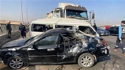 عودة حركة المرور لطبيعتها بعد رفع آثار حادث أطفيح ونقل المصابين للمستشفى