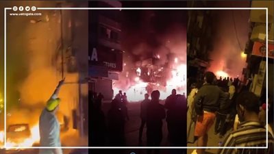 الأمن يبدأ تفريغ الكاميرات لمعرفة أسباب حريق مطعم تفويلة بفيصل (صور)